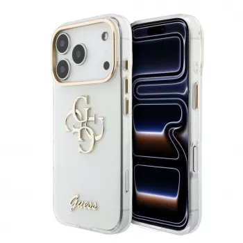 GUESS 4G Script Metal suojakotelo iPhone 18 Pro Max / 17 Pro Max -laitteelle - valkoinen