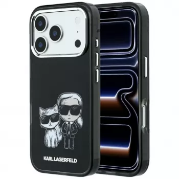 Karl Lagerfeld Smooth Karl & Choupette Bodies Sketch MagSafe -kotelo iPhone 18 Pro / 17 Pro -laitteelle - musta