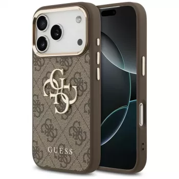 GUESS 4G Big Classic Logo -kotelo iPhone 17 Pro / 18 Pro -laitteelle - ruskea & kulta