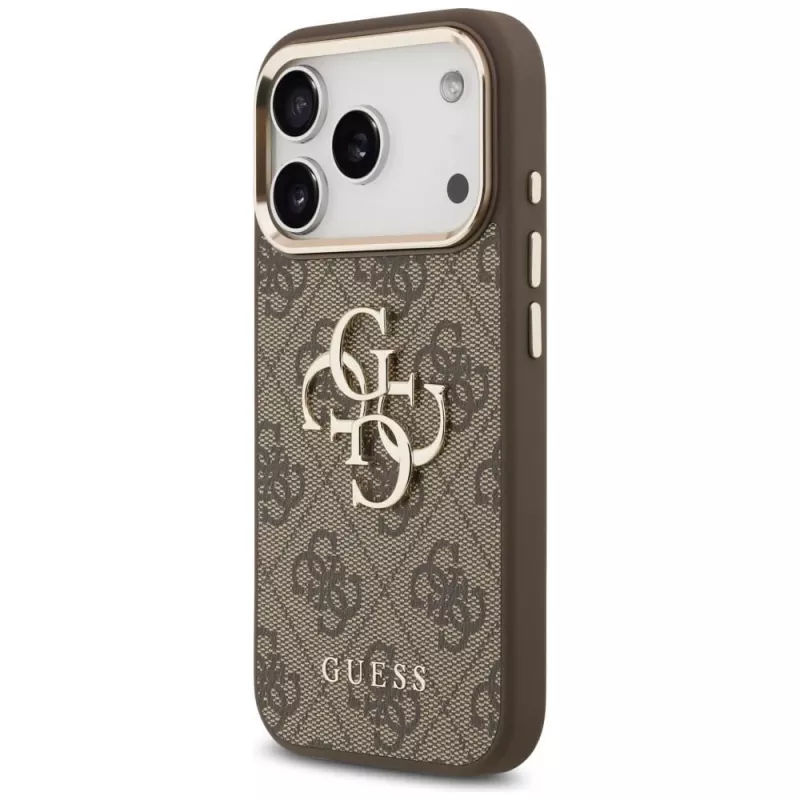 GUESS 4G Big Classic Logo -kotelo iPhone 17 Pro / 18 Pro -laitteelle - ruskea & kulta