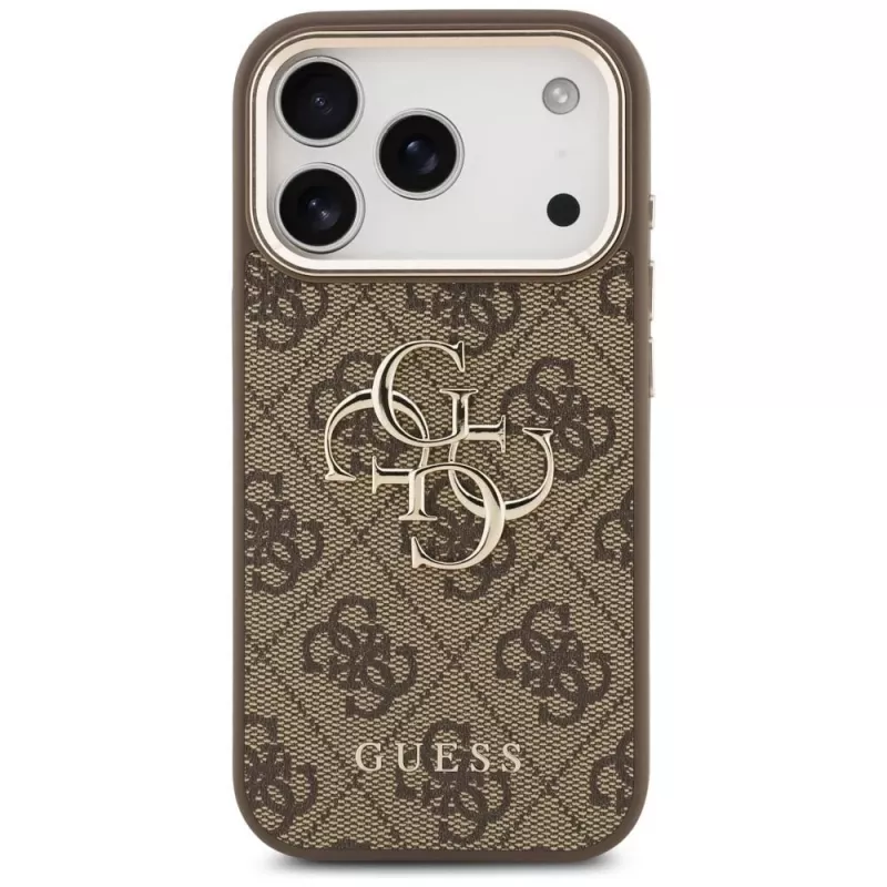 GUESS 4G Big Classic Logo -kotelo iPhone 17 Pro / 18 Pro -laitteelle - ruskea & kulta