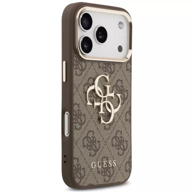 GUESS 4G Big Classic Logo -kotelo iPhone 17 Pro / 18 Pro -laitteelle - ruskea & kulta