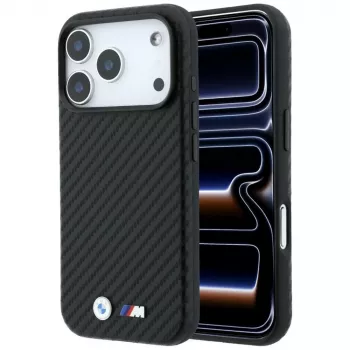 BMW M Carbon Metal Logo MagSafe -kotelo iPhone 18 Pro / 17 Pro -laitteelle – musta
