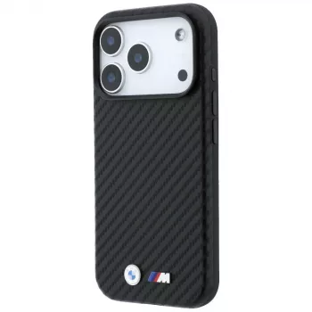BMW M Carbon Metal Logo MagSafe -kotelo iPhone 18 Pro / 17 Pro -laitteelle – musta