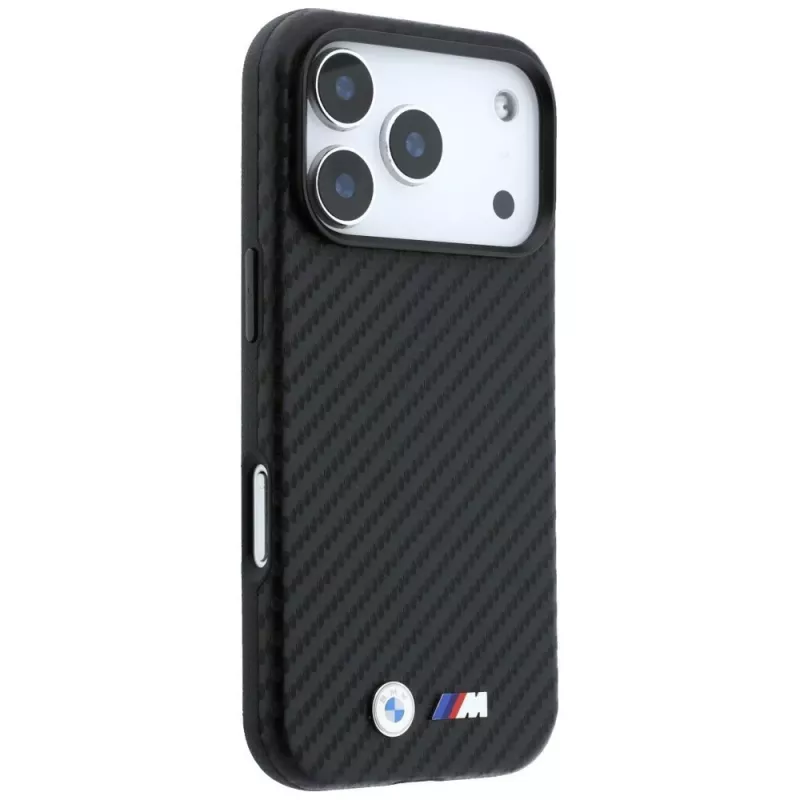 BMW M Carbon Metal Logo MagSafe -kotelo iPhone 18 Pro / 17 Pro -laitteelle – musta