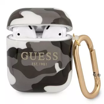 Guess GUA2UCAMG AirPods 1/2 -kotelo musta Camo-kokoelma