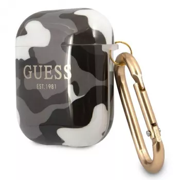 Guess GUA2UCAMG AirPods 1/2 -kotelo musta Camo-kokoelma