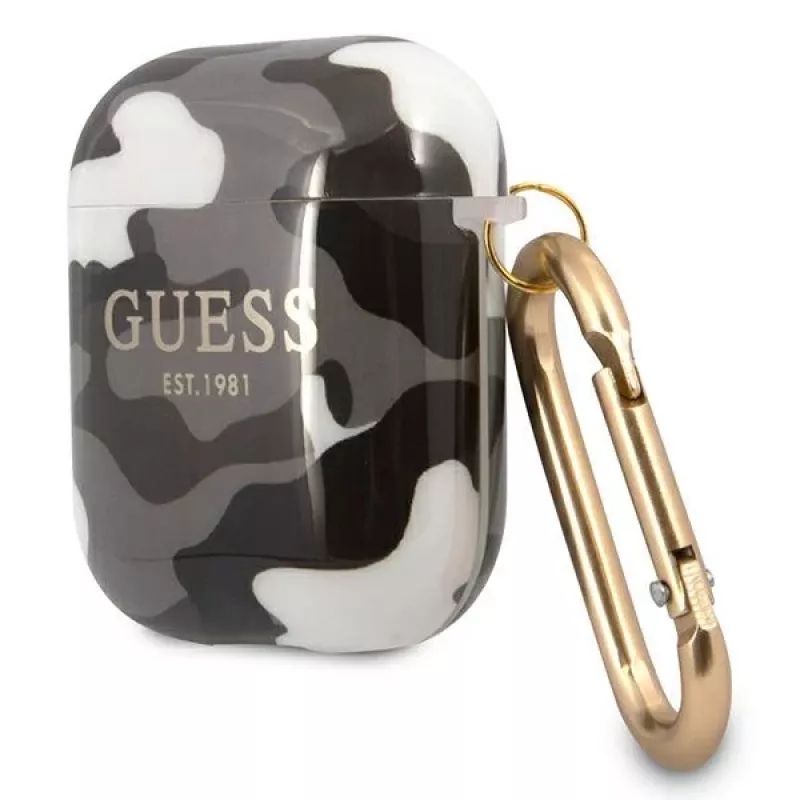 Guess GUA2UCAMG AirPods 1/2 -kotelo musta Camo-kokoelma