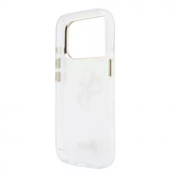 GUESS IML 4G Script Metal MagSafe -kuori iPhone 18 Pro / 17 Pro -puhelimille, valkoinen