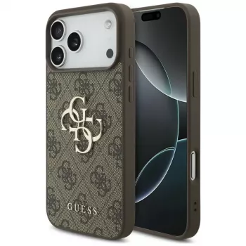 GUESS 4G Big Logo takakotelo Apple iPhone 17 Pro / 18 Pro -laitteelle - ruskea