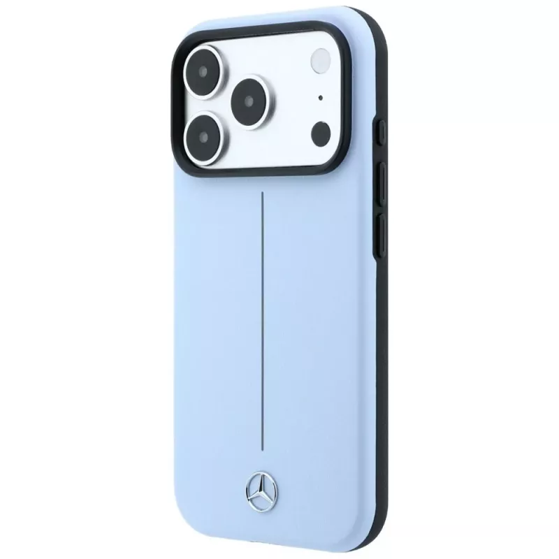 Mercedes Leder Semi Wrap Iconic Line MagSafe -kuori iPhone 18 Pro Max / 17 Pro Max - sininen