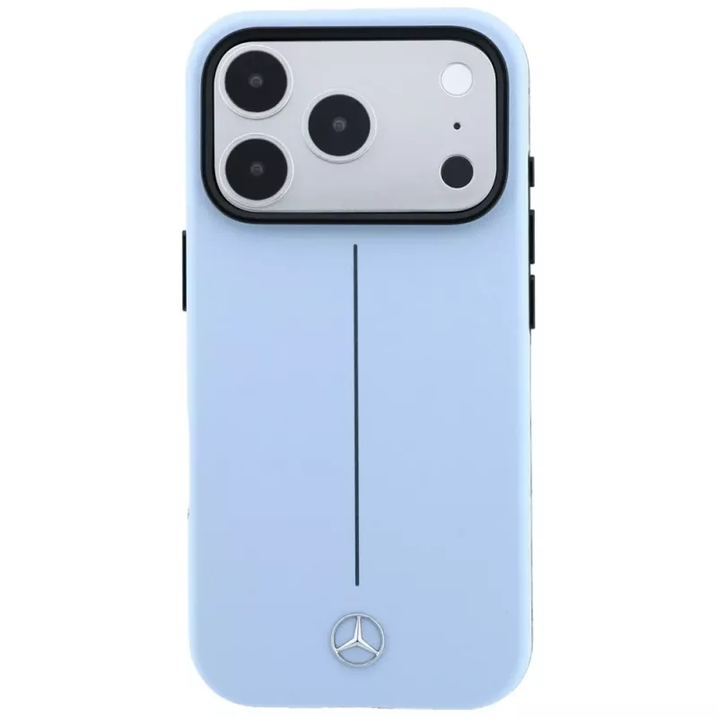 Mercedes Leder Semi Wrap Iconic Line MagSafe -kuori iPhone 18 Pro Max / 17 Pro Max - sininen