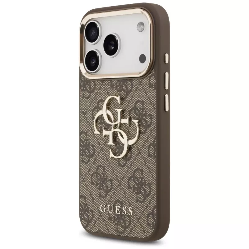 GUESS 4G Big Logo Classic puhelinkuori iPhone 17 Pro Max / 18 Pro Max - ruskea ja kulta
