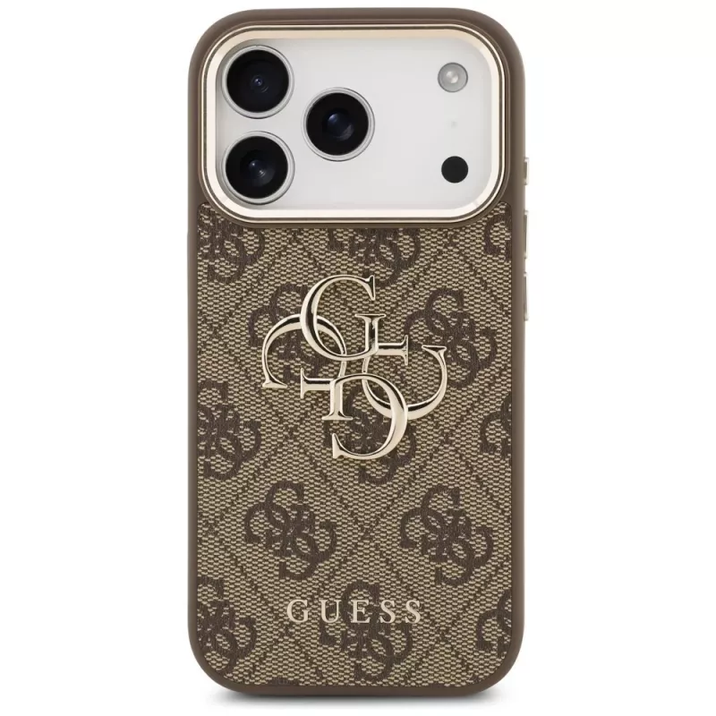 GUESS 4G Big Logo Classic puhelinkuori iPhone 17 Pro Max / 18 Pro Max - ruskea ja kulta