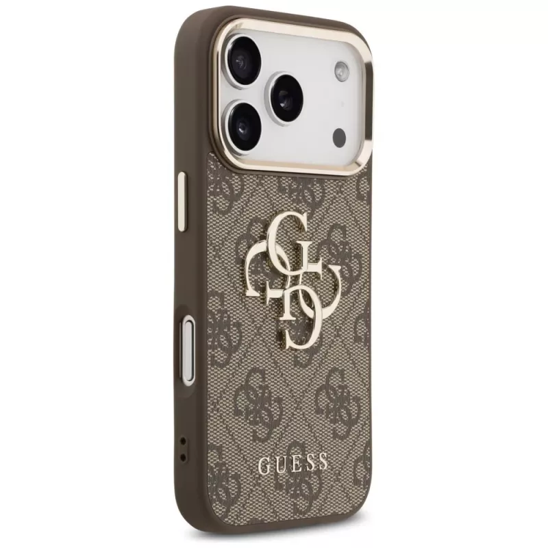 GUESS 4G Big Logo Classic puhelinkuori iPhone 17 Pro Max / 18 Pro Max - ruskea ja kulta
