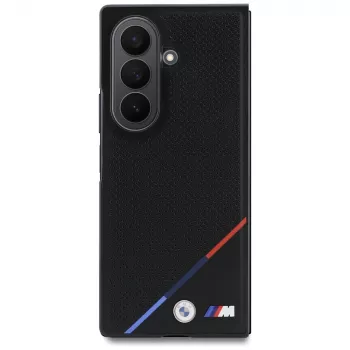 BMW M Leder perforiert kolmivärisellä raidalla ja metallilogoilla MagSafe -kuori Samsung Galaxy Z Fold8 Ultra - musta