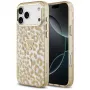 GUESS IML Leopard Glitter Triangle Logo MagSafe -kuori iPhone 18 Pro / 17 Pro -puhelimille, ruskea