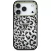 GUESS IML Leopard Glitter Triangle Logo MagSafe -kuori iPhone 18 Pro / 17 Pro - musta