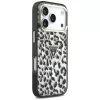 GUESS IML Leopard Glitter Triangle Logo MagSafe -kuori iPhone 18 Pro / 17 Pro - musta