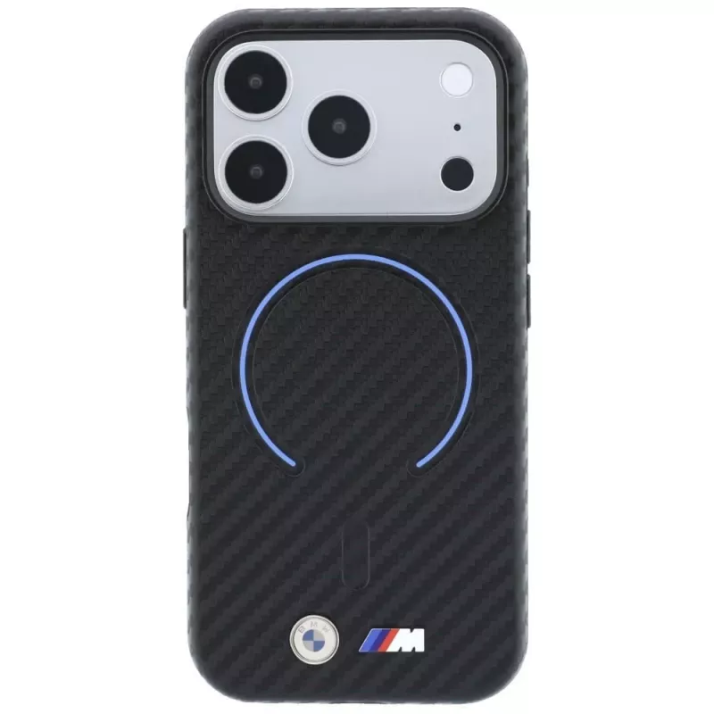 BMW M Carbon Printed Ring MagSafe -kuori iPhone 18 Pro / 17 Pro - musta