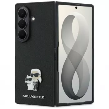 Karl Lagerfeld Saffiano Karl & Choupette Pin -kuori Samsung Galaxy Z Fold 8 Ultra - musta