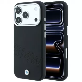 BMW Sign Inclined Deboss Letters MagSafe -kuori iPhone 18 Pro / 17 Pro - musta