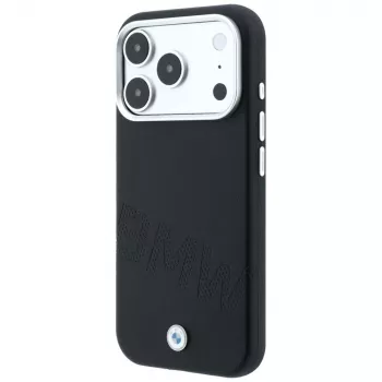 BMW Sign Inclined Deboss Letters MagSafe -kuori iPhone 18 Pro / 17 Pro - musta