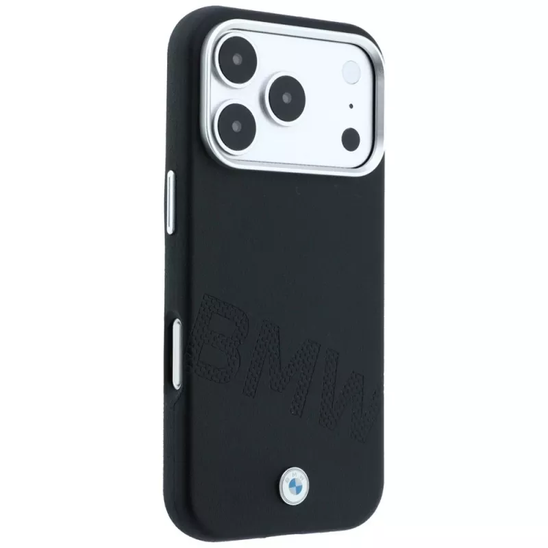 BMW Sign Inclined Deboss Letters MagSafe -kuori iPhone 18 Pro / 17 Pro - musta
