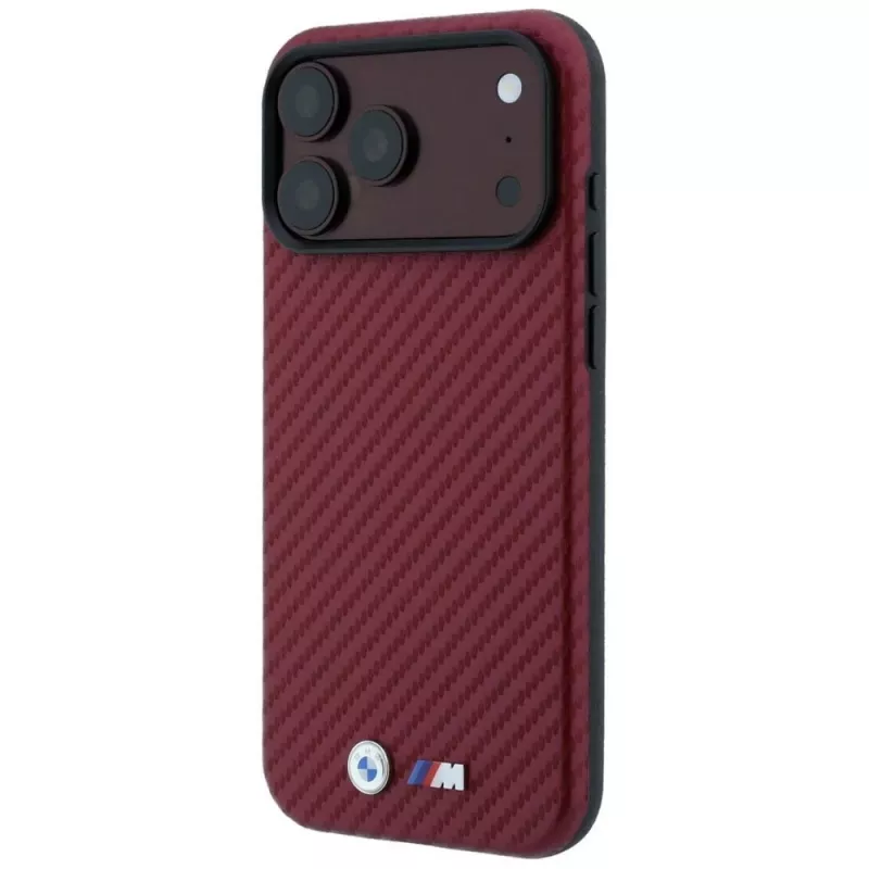 BMW M Carbon Metal Logo MagSafe -kuori iPhone 18 Pro / 17 Pro - burgundi