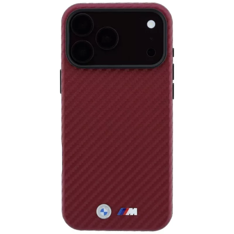 BMW M Carbon Metal Logo MagSafe -kuori iPhone 18 Pro / 17 Pro - burgundi