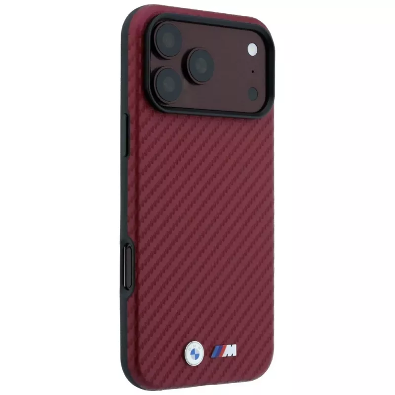 BMW M Carbon Metal Logo MagSafe -kuori iPhone 18 Pro / 17 Pro - burgundi