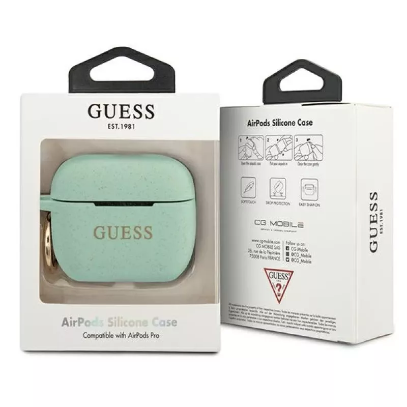 GUESS GUACAPSILGLGN AirPods Pro -kuori vihreä silikoni glitter