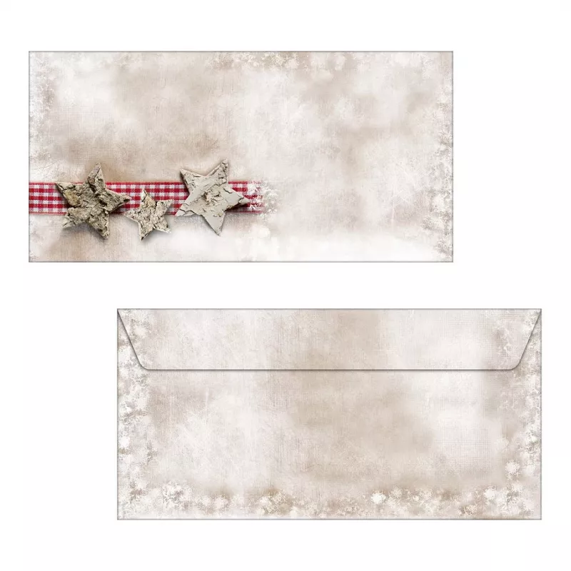 Sigel DU049 joulukirjekuori DIN pitkä (DL, 110 x 220 mm), Winter Chalet, ruskea/punainen, 90 g/m²