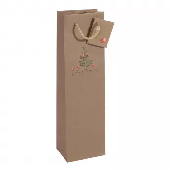 SIGEL GT042 jouluiset lahjapussit pulloille omena-aiheella, 10 x 35 cm, voimapaperi, 5 kpl:n pakkaus