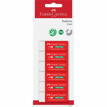 Faber-Castell PVC-vapaa pyyhekumi 7095-20, 6 kpl:n pakkaus, valkoinen