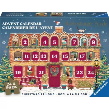 RAVENSBURGER palapeli joulukalenteri joulu kotona - 24 minipalapeliä, 576 palaa, Softclick-teknologia