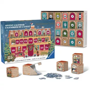 RAVENSBURGER palapeli joulukalenteri joulu kotona - 24 minipalapeliä, 576 palaa, Softclick-teknologia