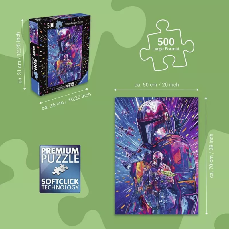 RAVENSBURGER palapeli Star Wars Hyper Space Collection: The Mandalorian (500 palaa, suuret palat)