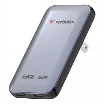 Verbatim Slim GaN-laturi 2 porttia 65W (EU/UK/US) harmaa