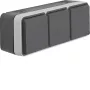 Hager WNC143 pinta-asennettava kolminkertainen SCHUKO-pistorasia kansilla, IP55, harmaa