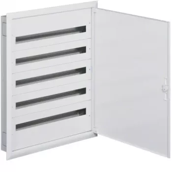 Hager FW536FT uppoasennettava jakokeskus PE/N-liittimillä, 5 riviä, 180 moduulia, IP40, valkoinen