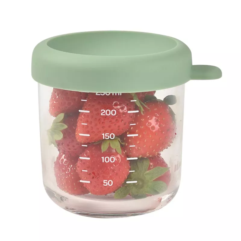 BEABA lasinen vauvanruokapurkki ilmatiiviillä kannella 250 ml salvianvihreä