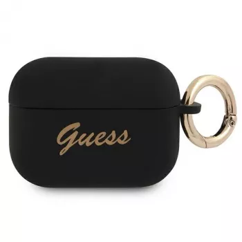 GUESS GUAPSSSK AirPods Pro -kotelo musta silikoni Vintage Script