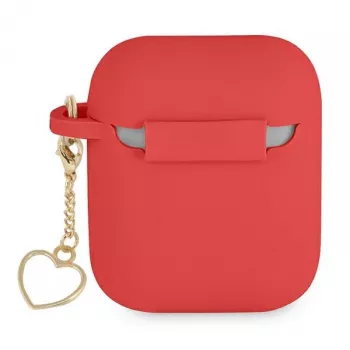 GUESS GUA2LSCHSR AirPods 1/2 -kotelo punainen silikoni Charm Heart Collection