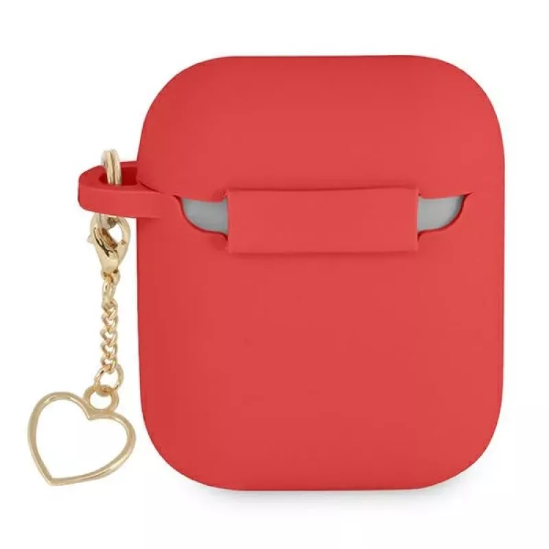 GUESS GUA2LSCHSR AirPods 1/2 -kotelo punainen silikoni Charm Heart Collection