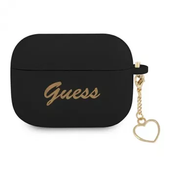GUESS GUAPLSCHSK AirPods Pro -kotelo musta silikoni Charm Heart Collection