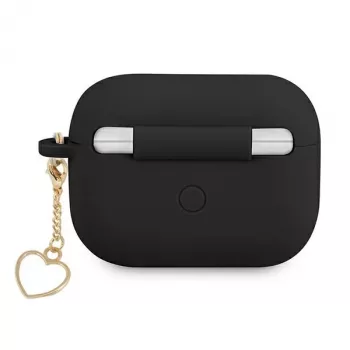 GUESS GUAPLSCHSK AirPods Pro -kotelo musta silikoni Charm Heart Collection