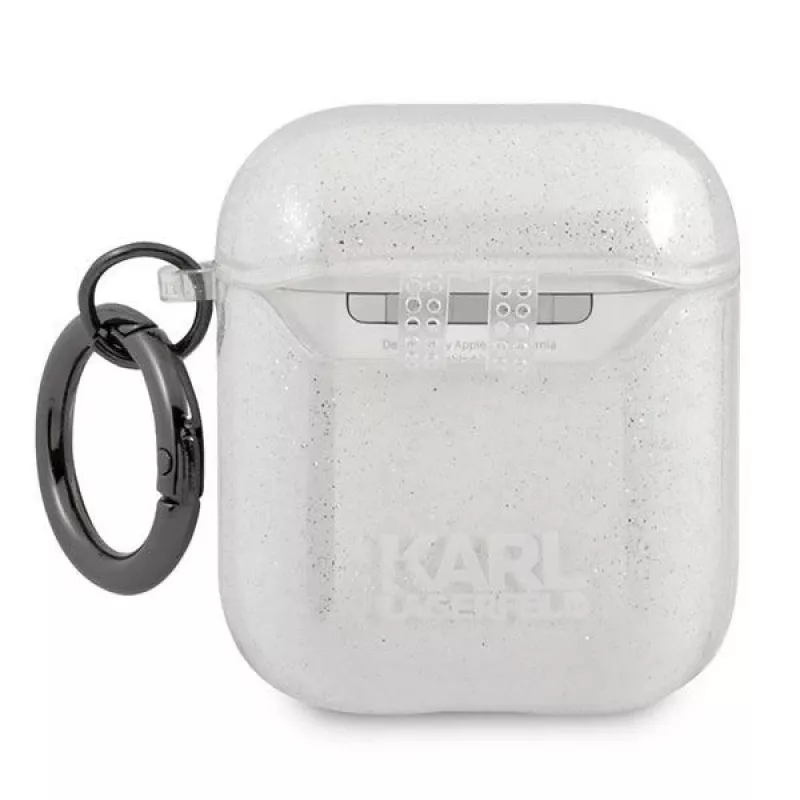 Karl Lagerfeld KLA2UKHGS AirPods 1/2 -kotelo hopea glitter Karl's Head