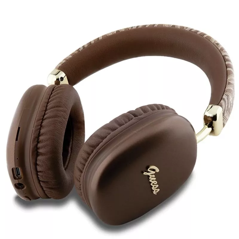 GUESS GUE003639 Gcube Metallic Script Logo on-ear Bluetooth-kuulokkeet ruskea