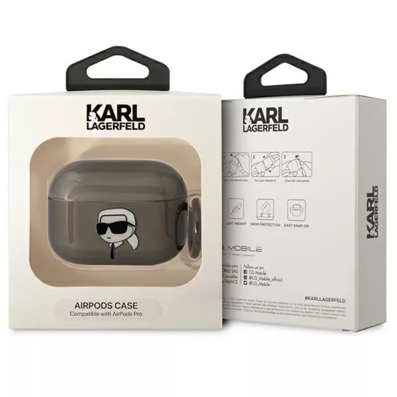 Karl Lagerfeld KLAPHNIKTCK AirPods Pro -kotelo musta Karl Head